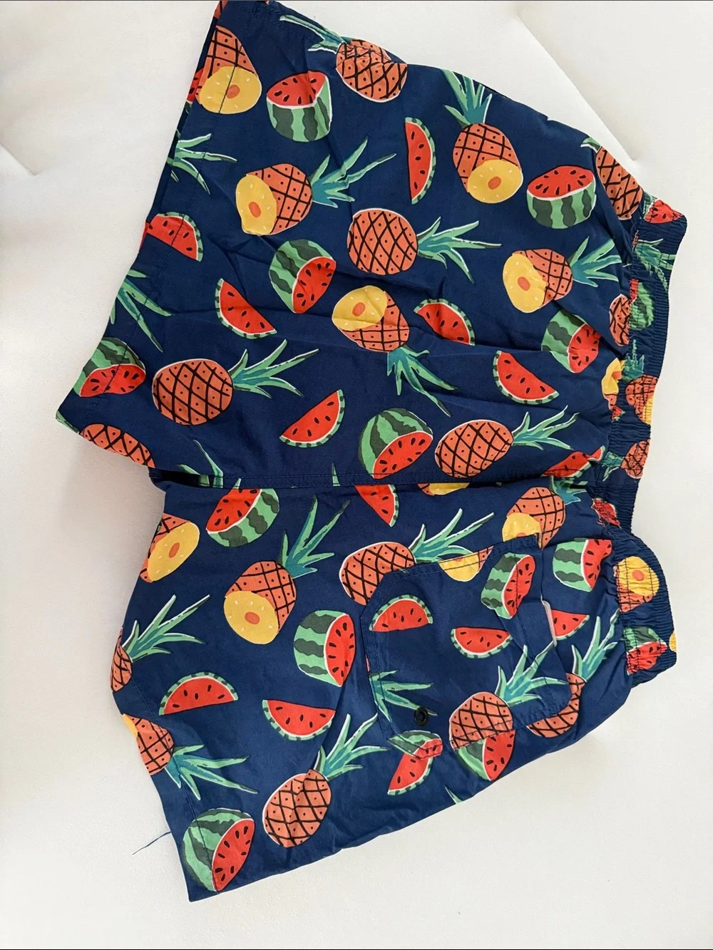 Maamopic Men’s Navy Pineapple & Watermelon Swim Trunks